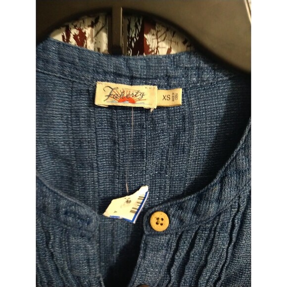 Faherty 100% Linen Dress Blue Xs Boho Feminine Cottage Core - Picture 4 of 9